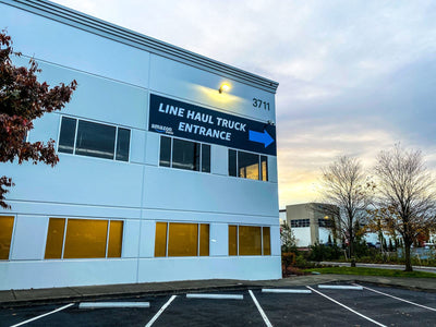 Amazon delivery station exterior truck entrance wall graphic by Ardor Printing