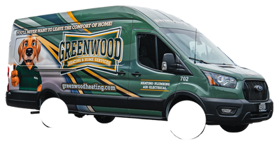 Greenwood Heating & Home Services Ford Transit high-roof van wrap, printed by Ardor Printing in Snohomish, WA