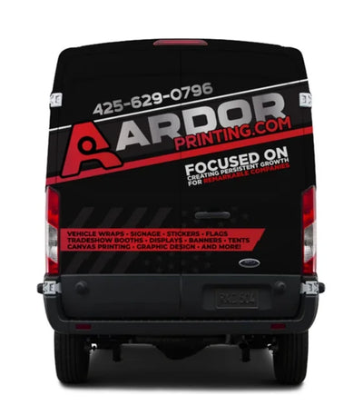Medium roof van full wrap mockup, rear view