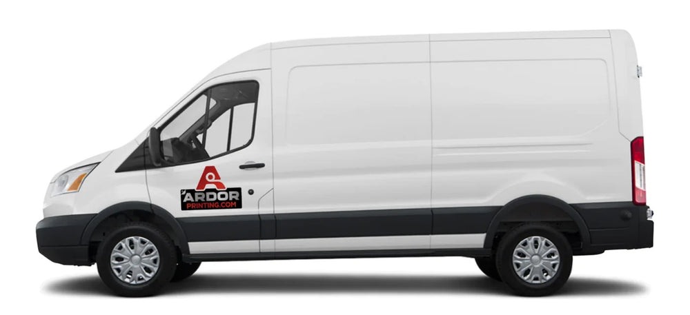 Medium roof van lettering & decals mockup with Ardor Printing graphics