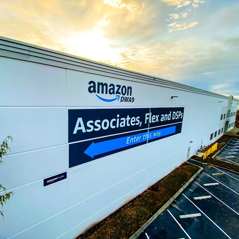 Large building sign we made for Amazon DWA9 located in Sumner, WA
