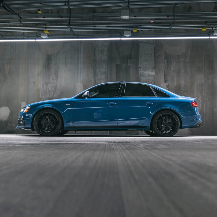 Audi sedan with a full blue color change wrap and blacked-out trim by Ardor Printing, Greater Seattle