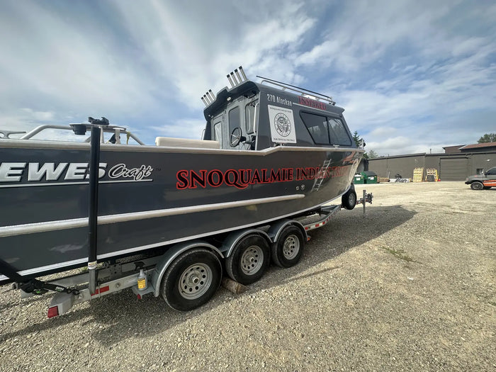 Aluminum boat graphics for the Snoqualmie Tribe