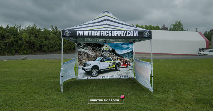 PNW Traffic Supply walls custom printed tent by Ardor Printing