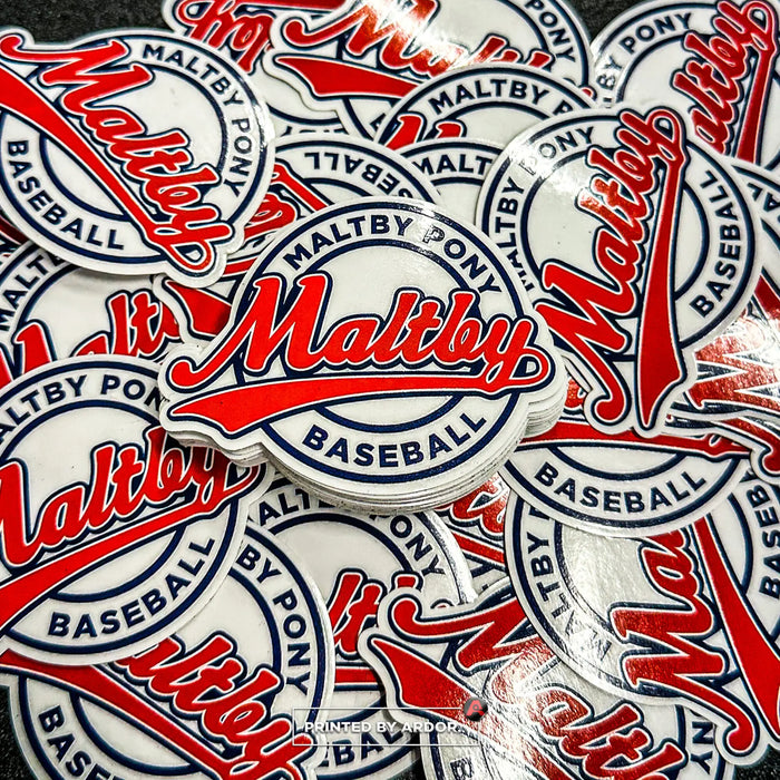 Die-cut team stickers for Maltby Baseball