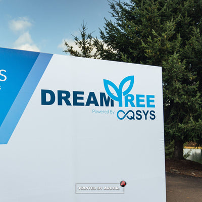 Dream Tree by OQSYS custom printed trade show backdrop display by Ardor Printing, view 3