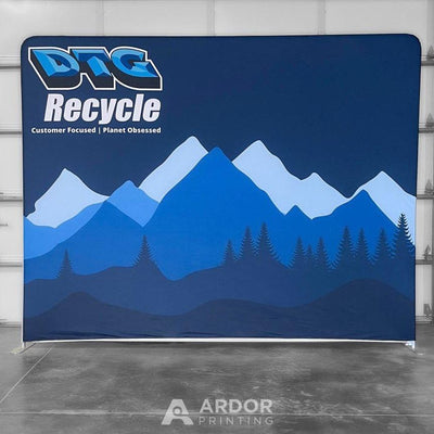 DTG Recycle custom tension fabric backdrop with printed mountain graphics by Ardor Printing, view 2