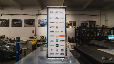 Event sponsor retractable banner stand with sponsor logos by Ardor Printing, view 2