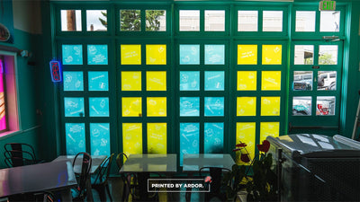 Just Poke restaurant backlit window graphics by Ardor Printing