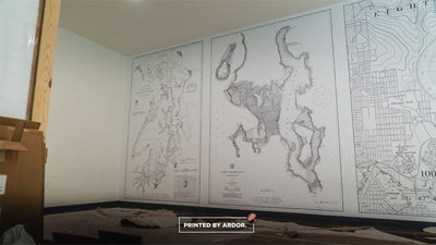 Line art map office wall wrap by Ardor Printing, view 2