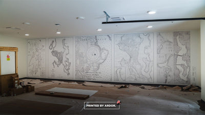 Line art map office wall wrap by Ardor Printing, view 4