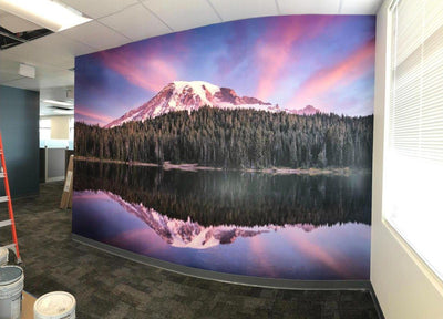 Mount Rainier photo wall mural in an office by Ardor Printing