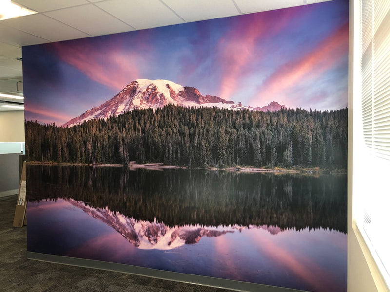 Mount Rainier photo wall mural in an office by Ardor Printing, view 2