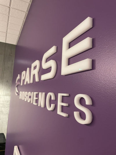 Parse Biosciences elevator lobby wall wrap by Ardor Printing, view 6