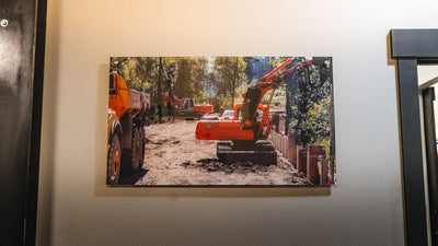 Pearson Drilling office wall wrap with a photo collage of company history by Ardor Printing