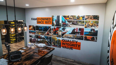Pearson Drilling office wall wrap with a photo collage of company history by Ardor Printing, view 4