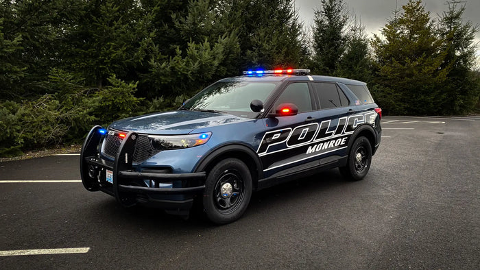 Monroe Police Department Ford Explorer patrol car graphics, Monroe WA