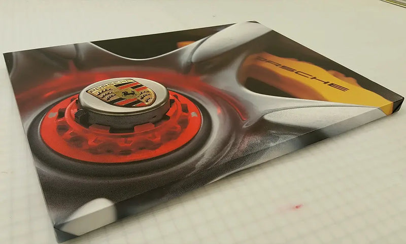 Canvas print of a Porsche racing wheel for a customer in Seattle, WA