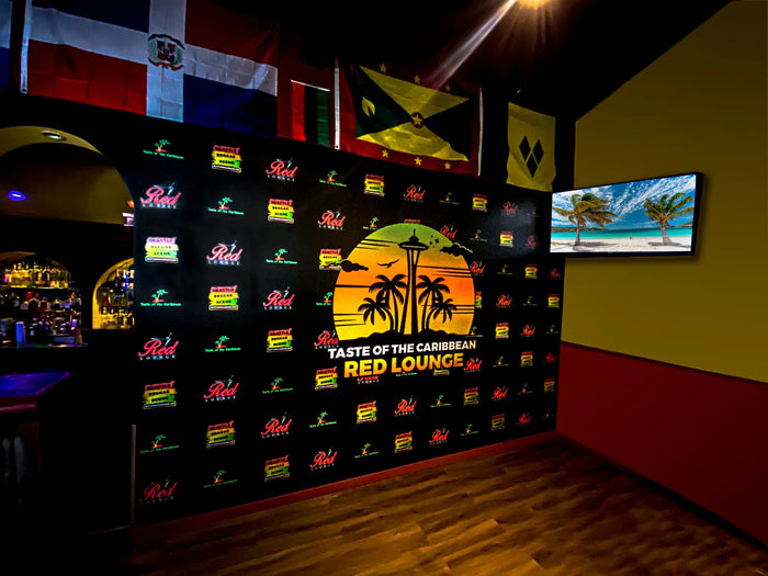 Caribbean themed restaurant wall wrap for Red Lounge