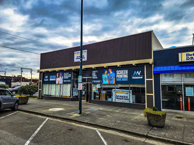 Screen Printing Northwest storefront window graphics in Everett by Ardor Printing