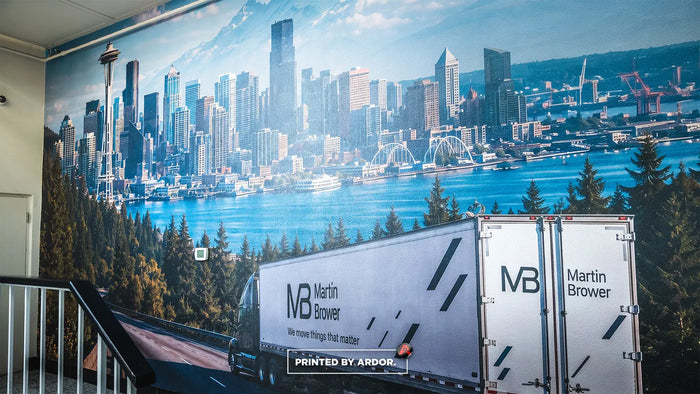 Seattle skyline wall mural for Martin Bower