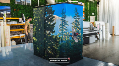 Seattle Tree Care custom printed tension fabric counter display by Ardor Printing, view 2