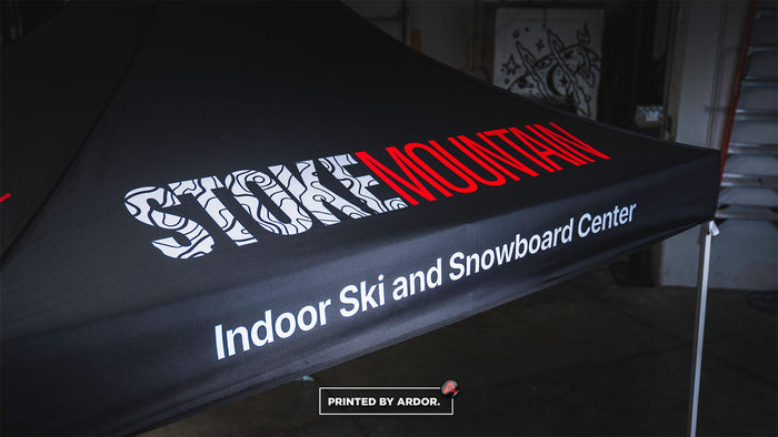 Stoke Mountain canopy custom printed tent by Ardor Printing