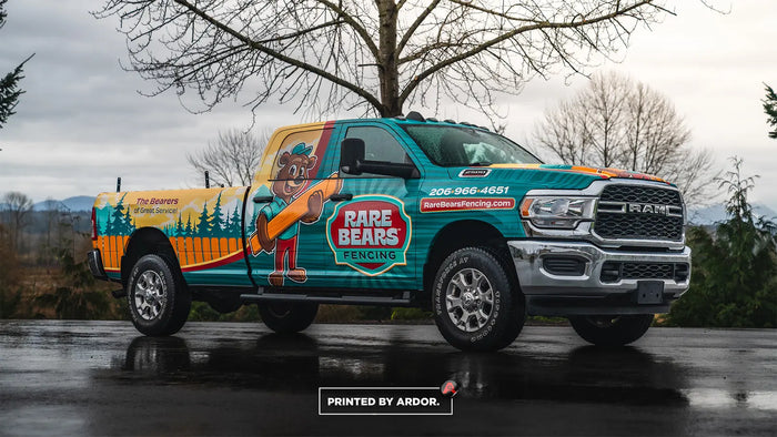 Ram pickup truck wrap for Rare Bears Fencing