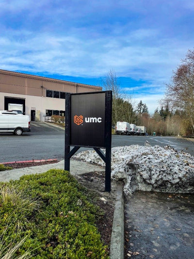 University Mechanical Contractors post and panel sign by Ardor Printing, view 2
