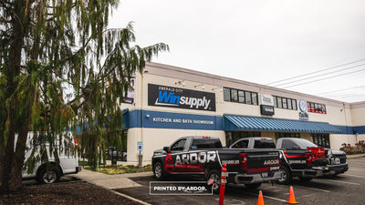 Winsupply kitchen and bath showroom exterior building wall graphics by Ardor Printing, view 6