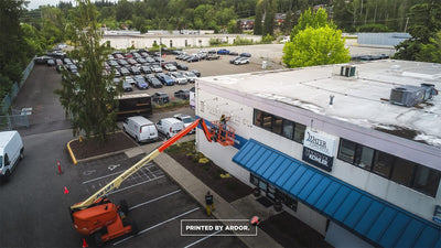 Winsupply kitchen and bath showroom exterior building wall graphics by Ardor Printing, view 7