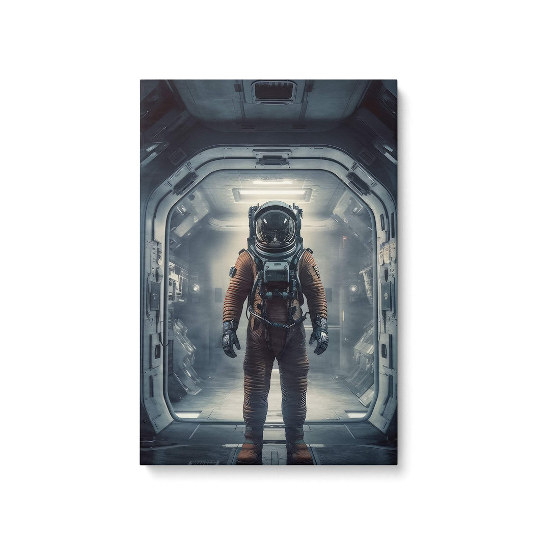 Futuristic astronaut standing in space in front of a galactic vault, ready to explore the cosmos, to dominate the outer rim.