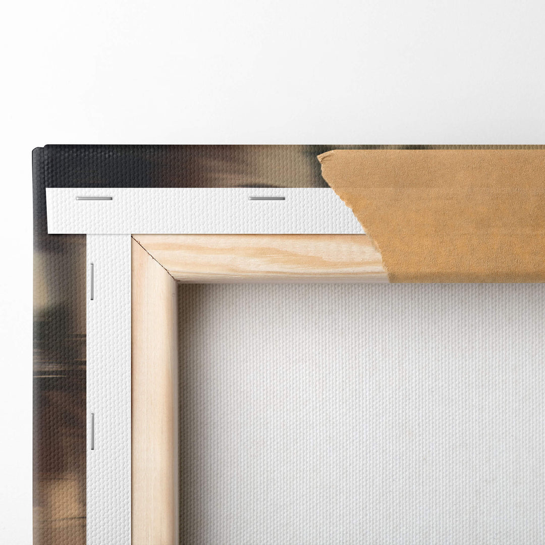 Close-up view of the back corner of the textured canvas, showing off high quality canvas material, and perfect edges.
