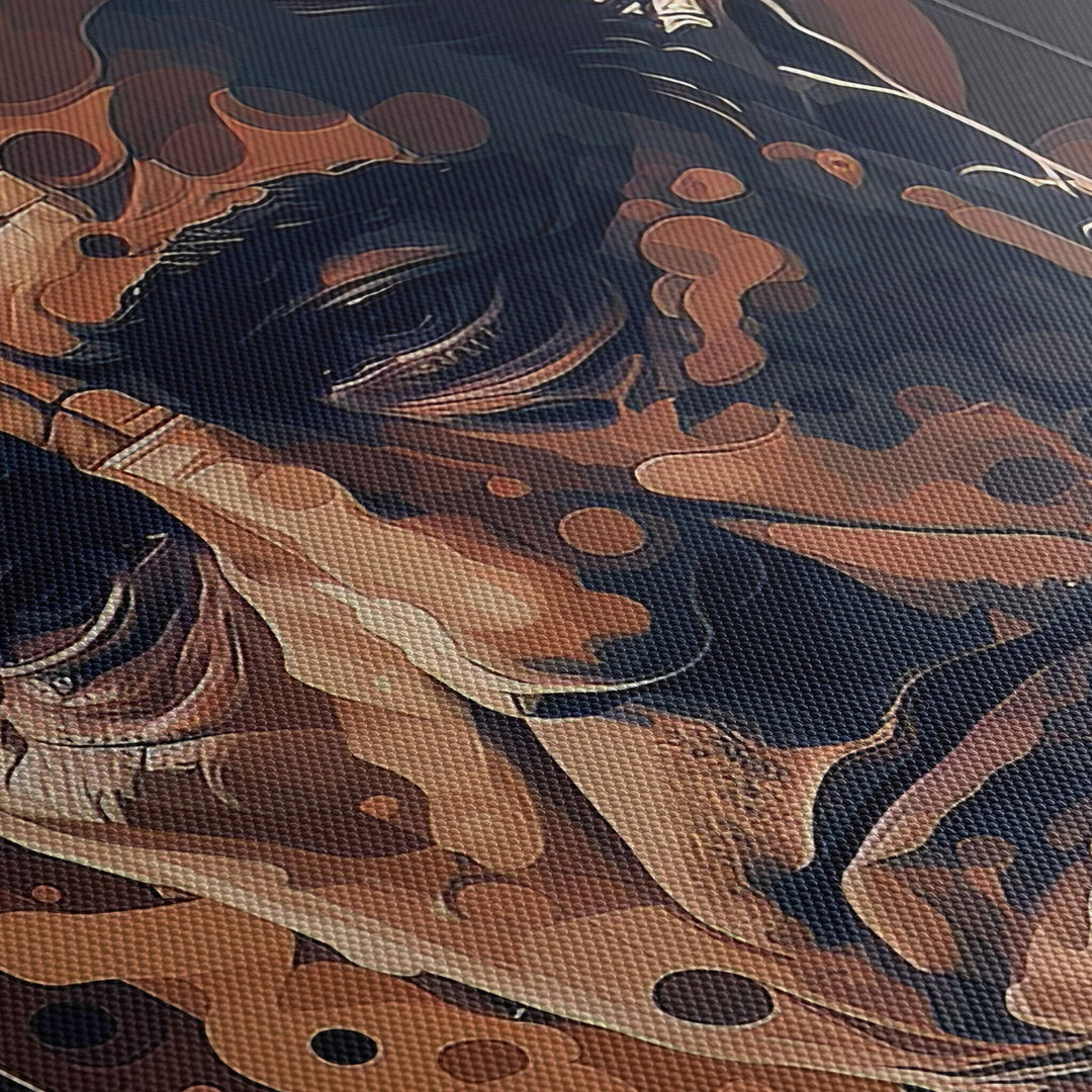 High quality close-up of Godfather-Inspired Don Corleone headshot canvas print, showing textured canvas material and fine details.