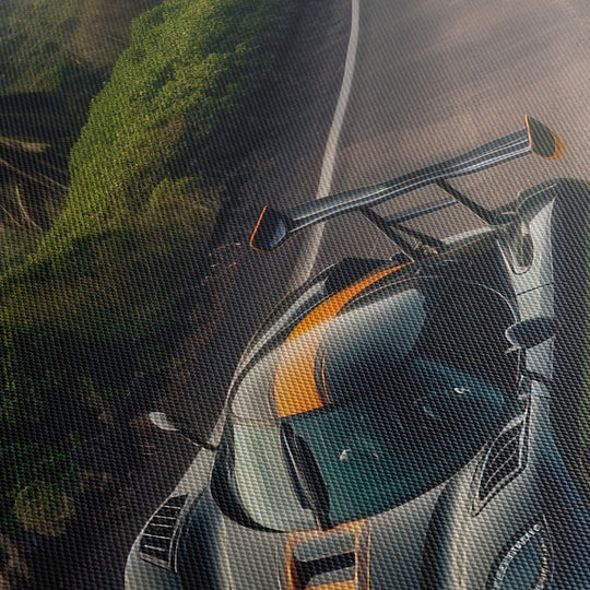 Experience the texture and high quality detail of Black Koenigsegg Agera with Orange accents on canvas