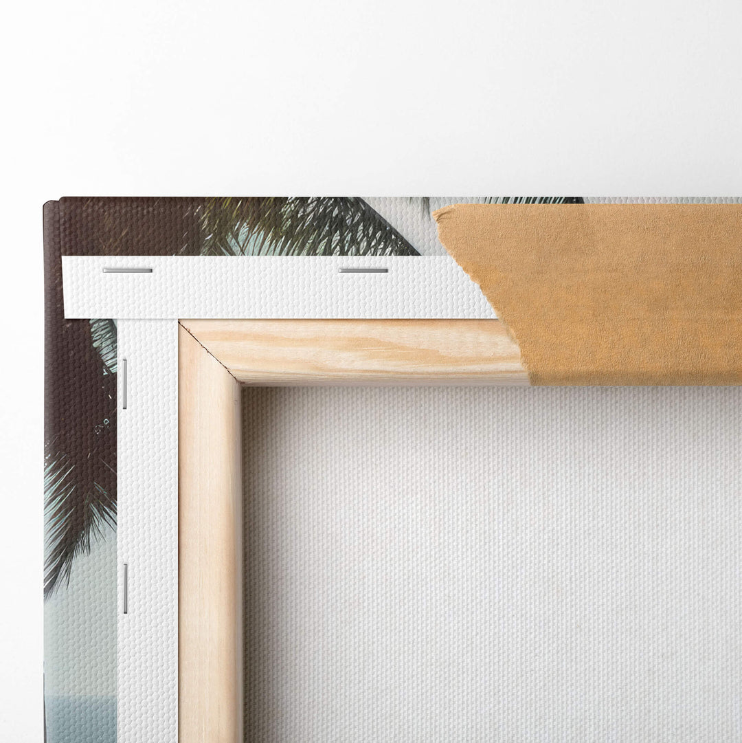 Detail shot of the back of the canvas, showcasing the high-quality material and stretcher bars used.
