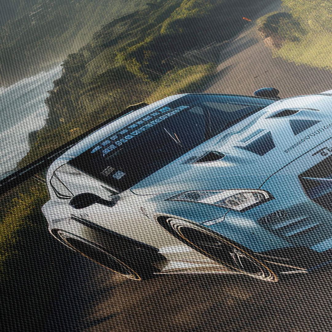 Close-up of the canvas print, showcasing the texture of the canvas material and the high-quality detail of the Nissan GT-R.