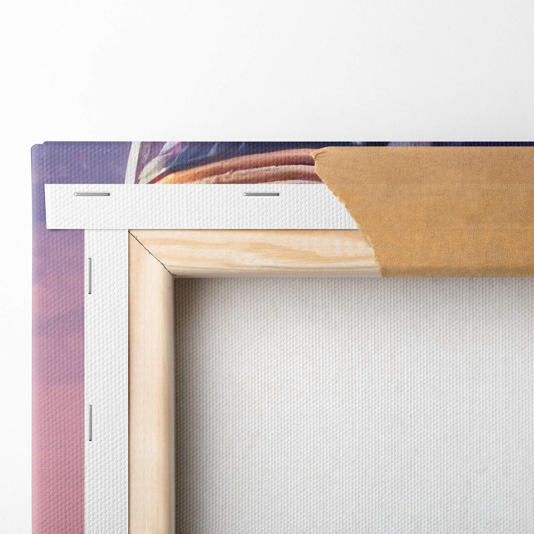 Detail view of stapled canvas on stretcher bars, ensuring long-lasting durability of Prison Mike canvas print.