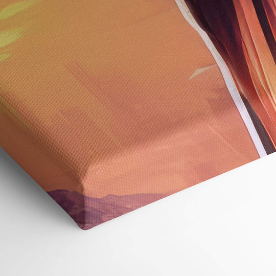 Elevated view of corner stretch shows the quality and attention to detail of the Prison Mike canvas print.