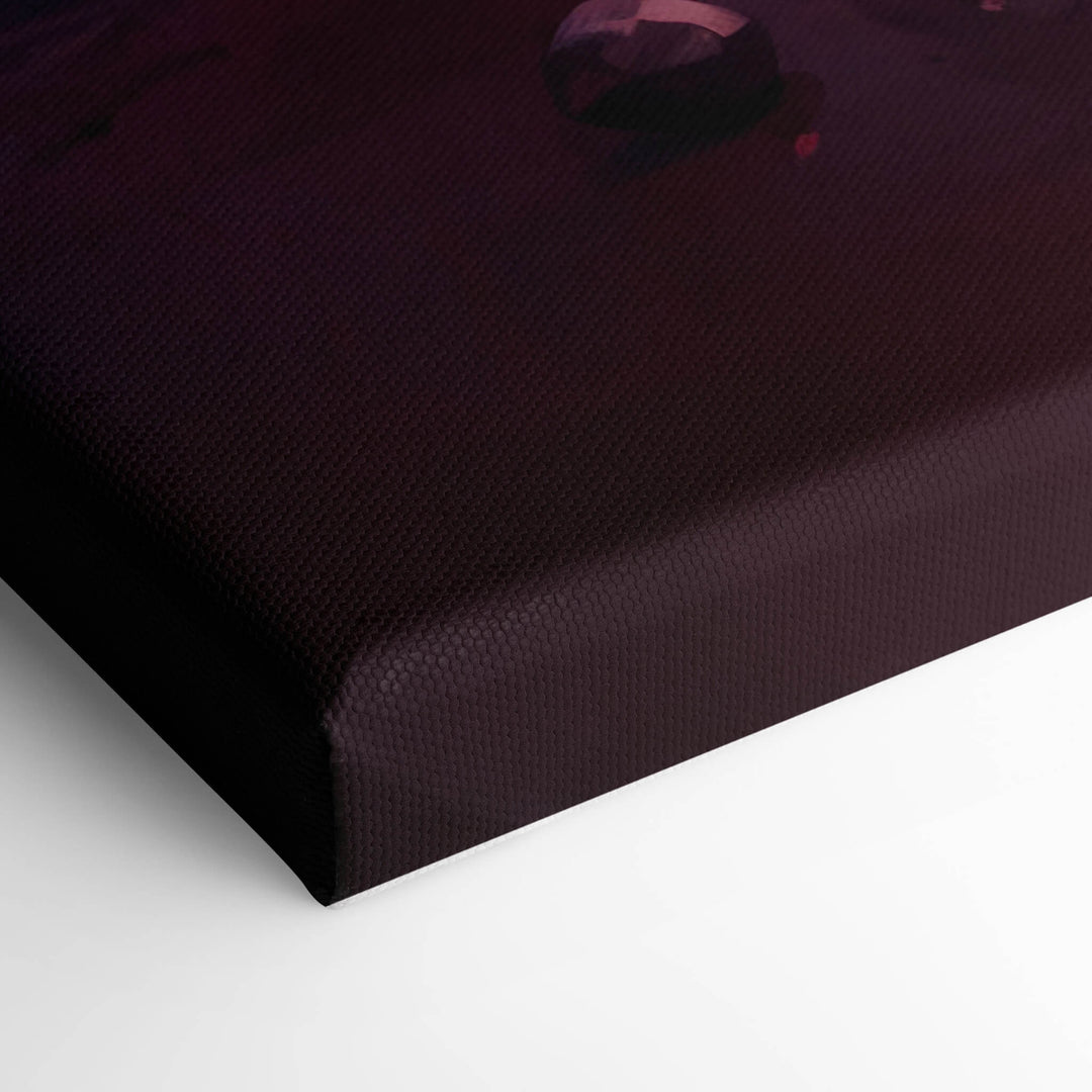 Elevated view of the corner of a Ferrari canvas print. The canvas is tightly stretched over the corner, creating a stunning display.