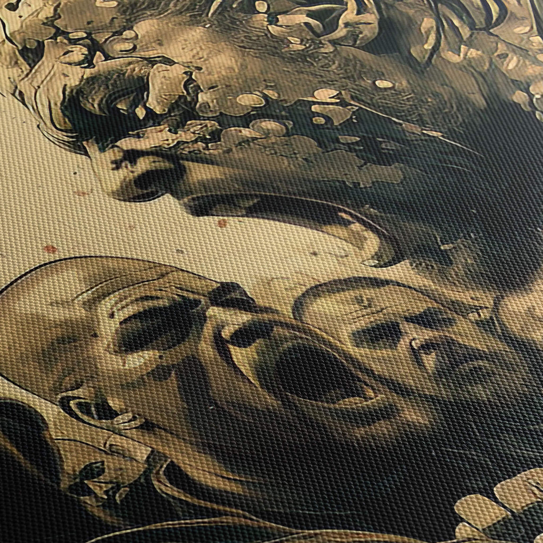 Close-up of Sons of Anarchy fight scene canvas print, showcasing texture and high-quality detail. Gore and drama abound.