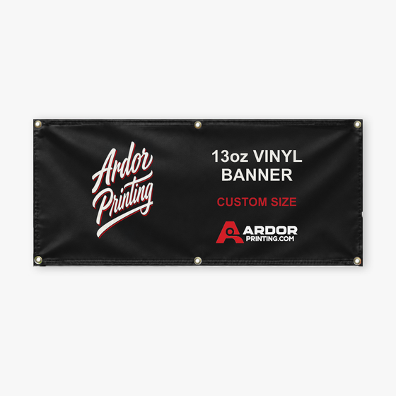 Custom printed 13 oz vinyl banner with grommets and Ardor Printing branding