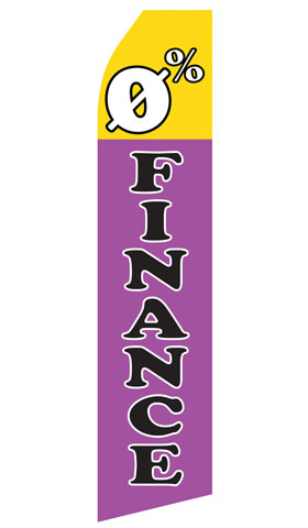 0% Finance econo feather flag, 16 ft, single-sided, design 0187