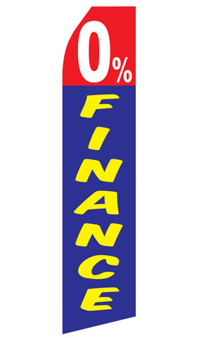 0% Finance econo feather flag, 16 ft, single-sided, design 0256