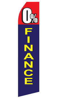 0% Finance econo feather flag, 16 ft, single-sided, design 0281