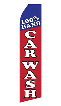 100% Hand Car Wash econo feather flag, 16 ft, single-sided