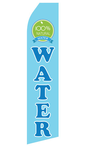 100% Natural Water econo feather flag, 16 ft, single-sided, design 0174