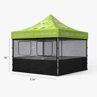 10ft mesh sidewall kit dimensions, 114 inches wide by 79 inches tall