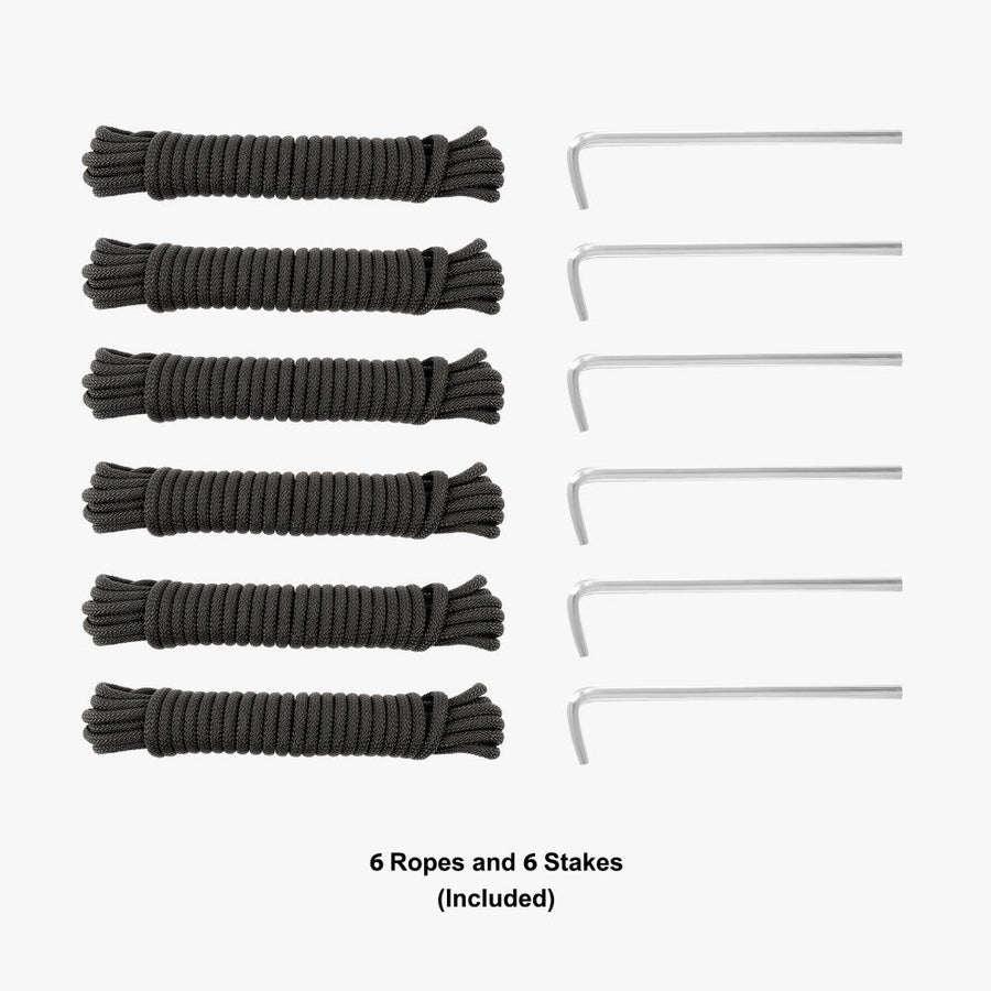 10 x 20 ft event tent ropes and stakes, 6 of each included
