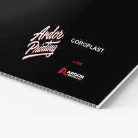 Close-up of a custom printed 4mm coroplast sign showing its fluted edge